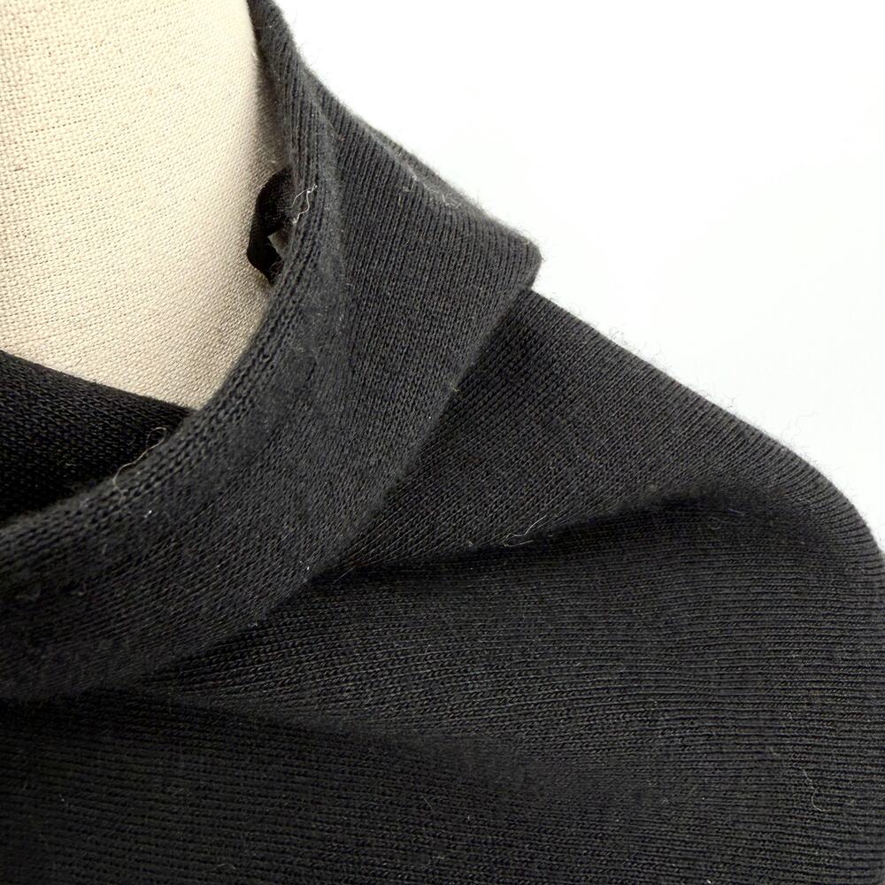 Caruana Black Heavy Knit Genuine Fur Trim Elegant Outerwear Cape Ruana - Picture 4 of 7